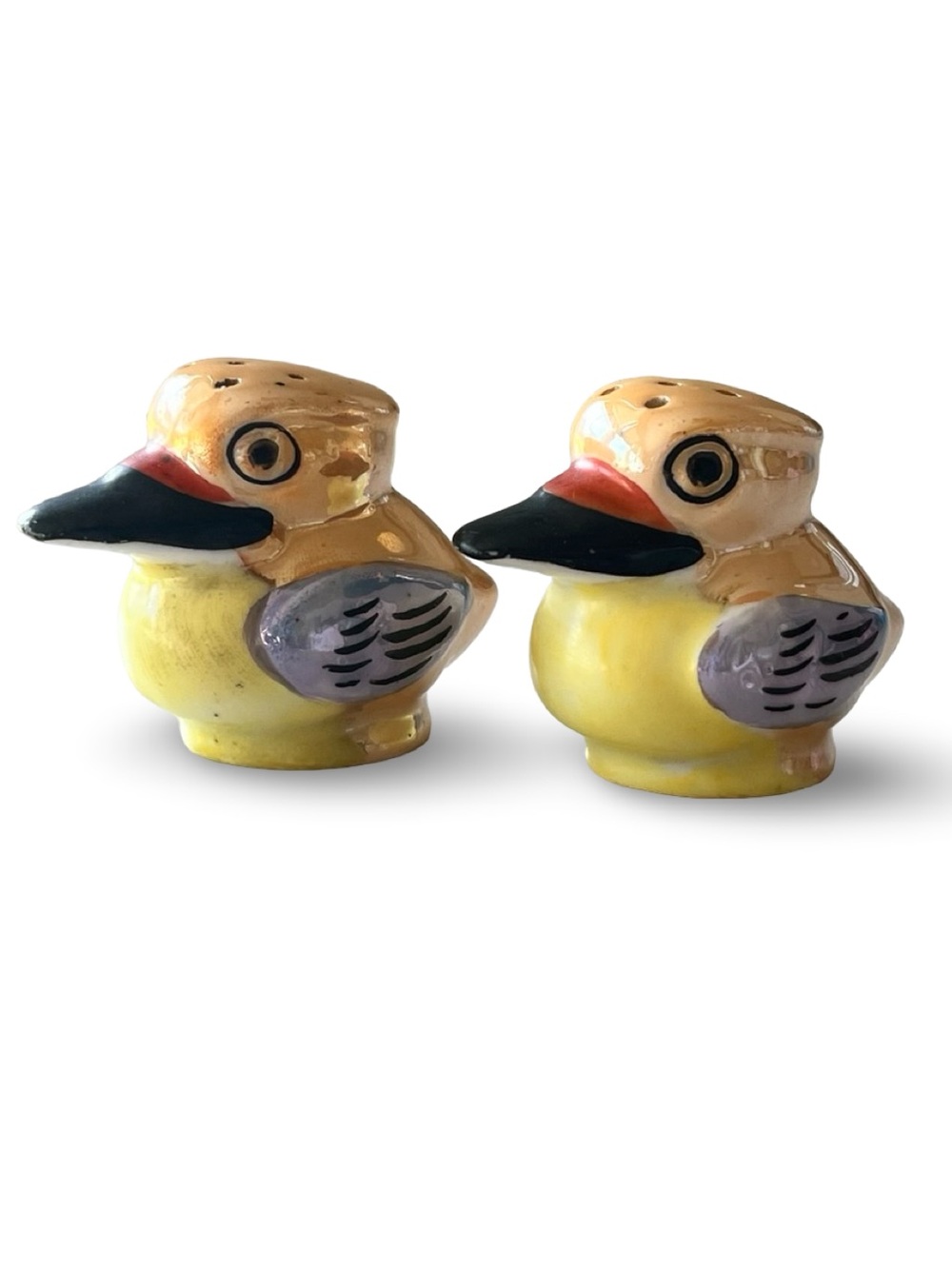 Vintage Kookaburra Bird Mini Lusterware Salt & Pepper Shakers